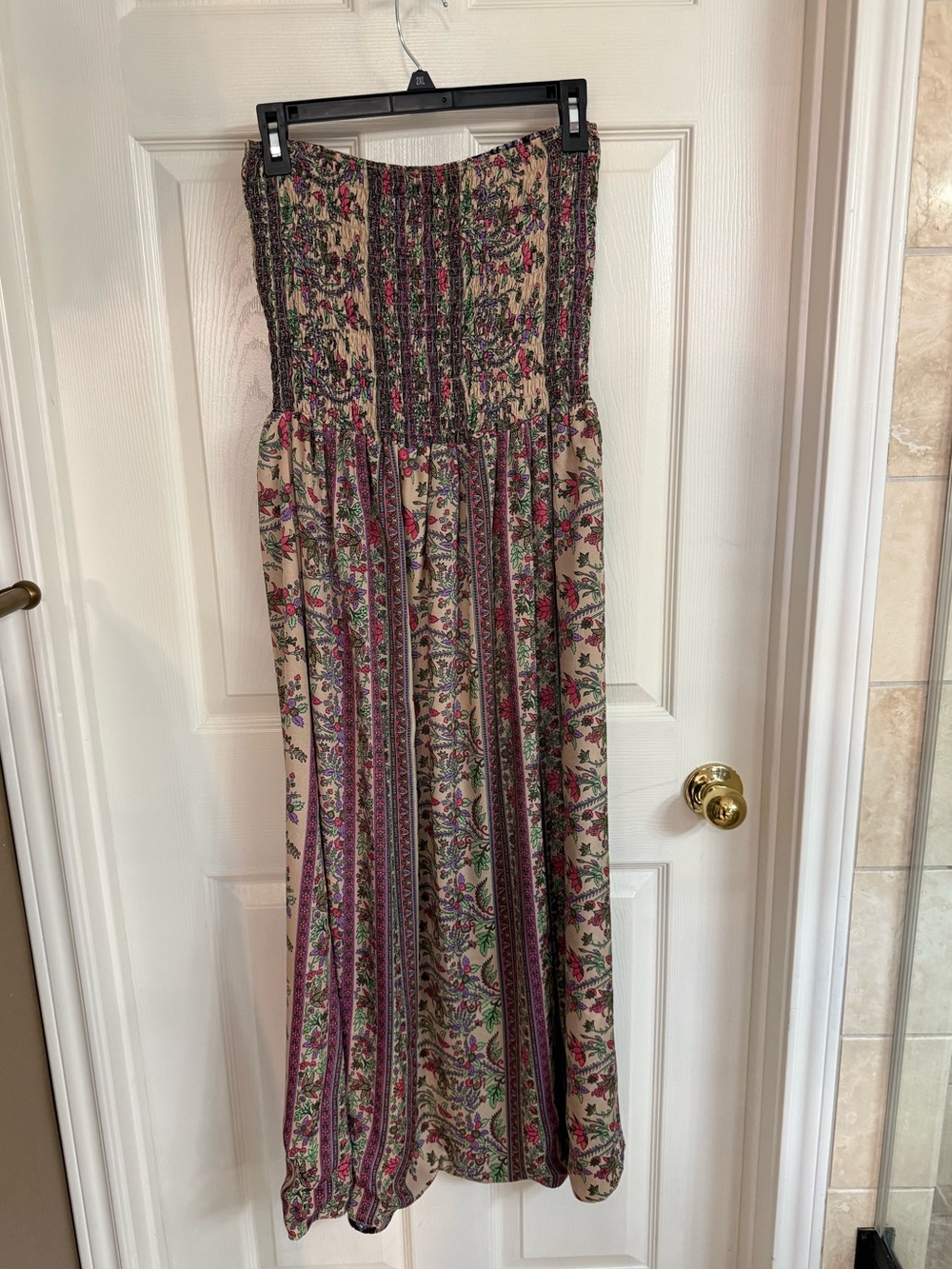 Reversible Boho Strapless Floral Maxi Dress